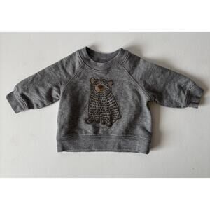 Carter's Baby Infant Gray Bear Appliqué Pullover Sweatshirt Size NB EUC